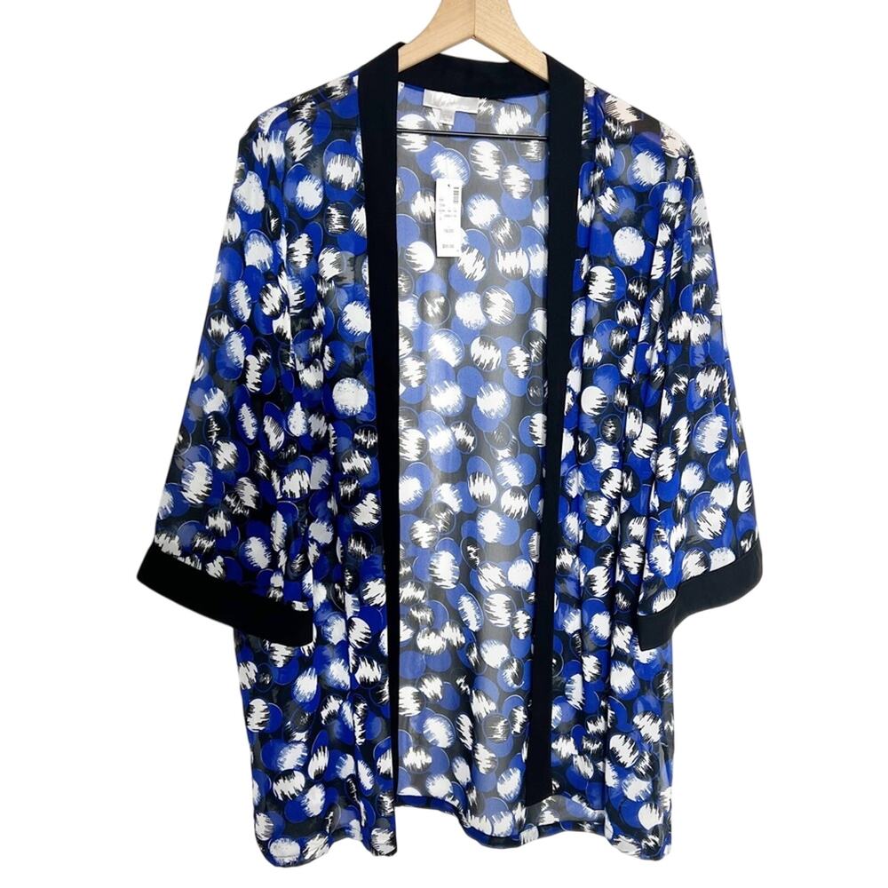 VIP BY AVENUE BLUE BLACK CIRCLE PRINT WOMEN KIMONO BRAND NEW WITH TAGS 18/20